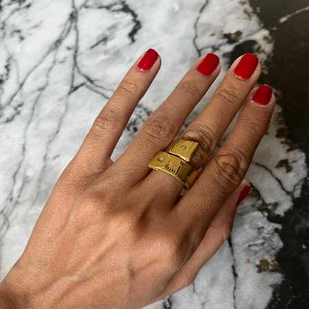 انگشتر طرح متر نقره روکش طلا