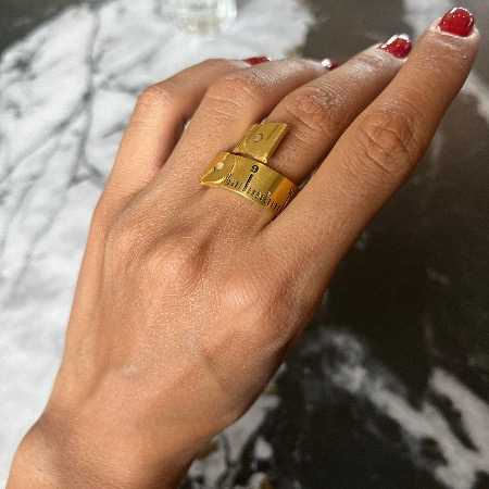 انگشتر طرح متر نقره روکش طلا