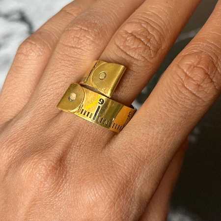 انگشتر طرح متر نقره روکش طلا